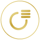 golden circular logo with stylized lines representing a dynamic design related to achieving goals and productivity focused on 11 strategies for success